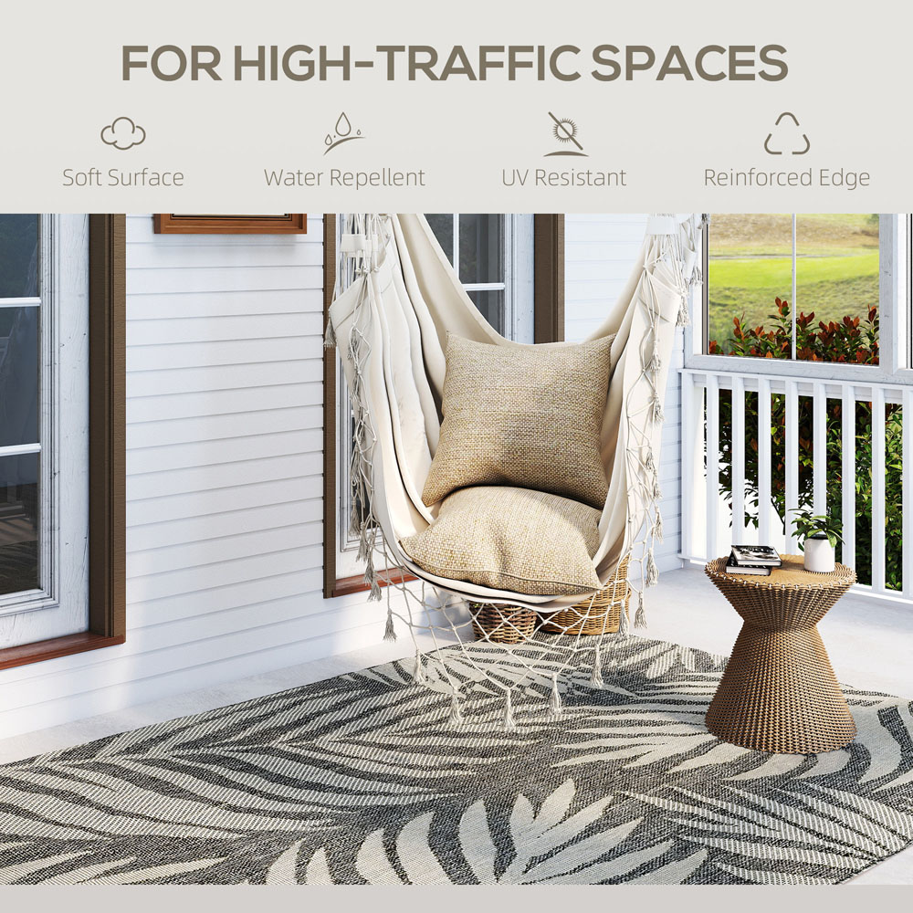 HOMCOM Grey Leaf Pattern Allergy Friendly Rug 230 x 160cm Image 5