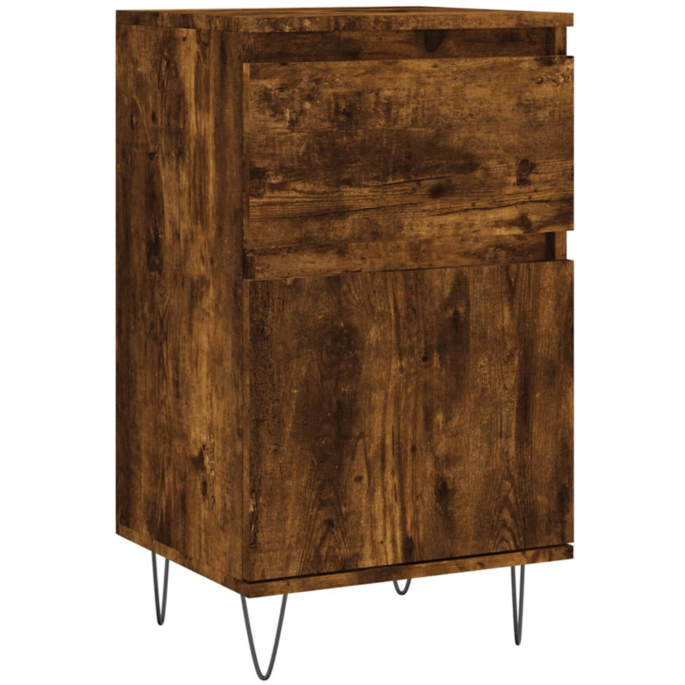 vidaXL Single Door Single Drawer Smoked Oak Sideboard Set of 2 Image 5