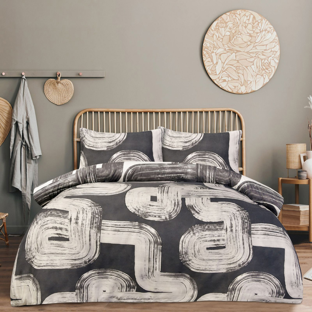 Smart Living Double Black Elemental Geo Reversible Duvet Set Image 9