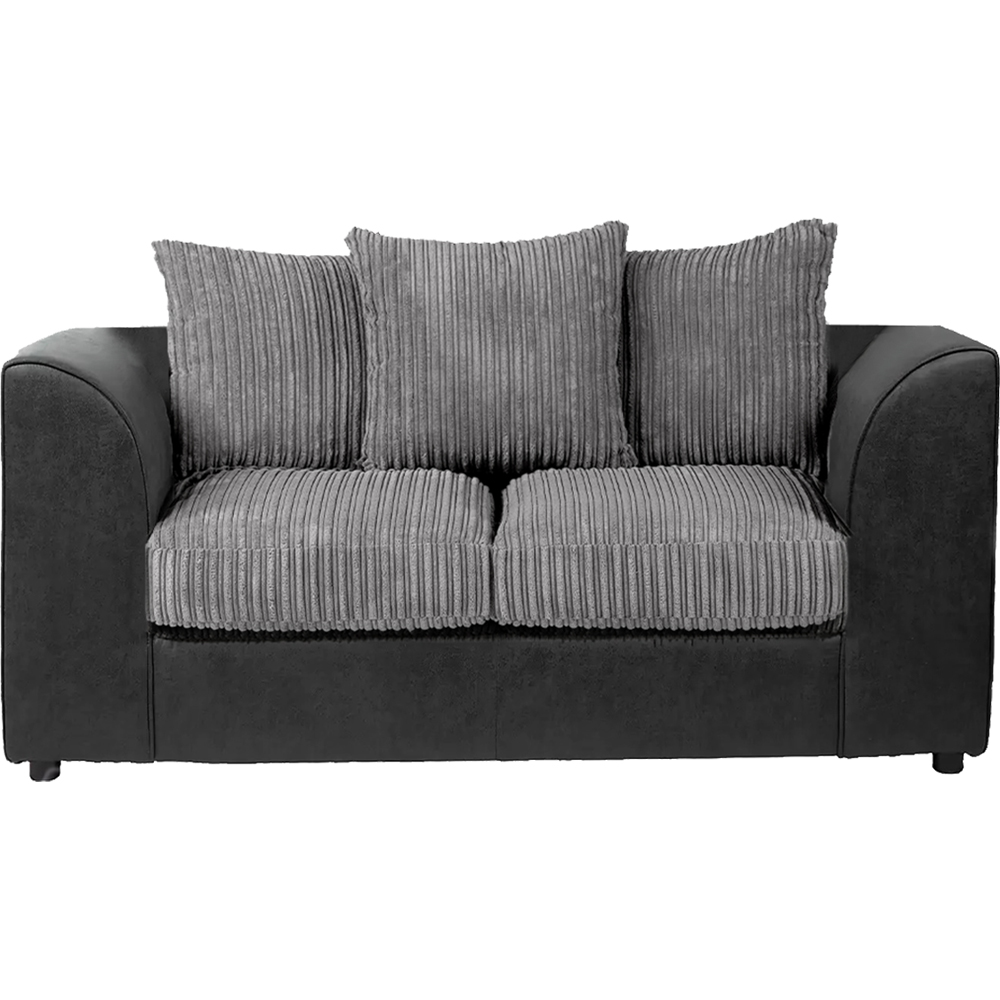 Luxor 5 Seater Black and Grey Jumbo Cord Scatter Back Sofa Set Image 4