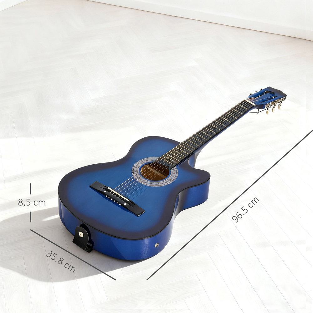 HOMCOM Blue Beginner Cutaway Acoustic Electric Guitar Image 9