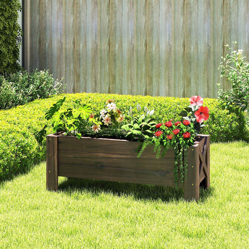 Outsunny Wooden Raised Bed Planter 36 x 36.5 x 100cm Image 3