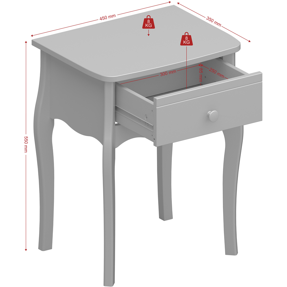 Furniture to Go Baroque Single Drawer Folkestone Grey Nightstand Image 7