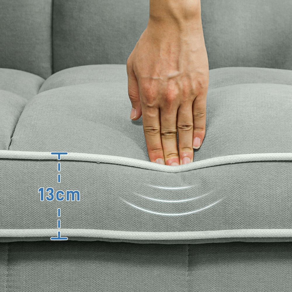 HOMCOM 2 Seater Light Grey Pull Out Sofa Bed Image 3