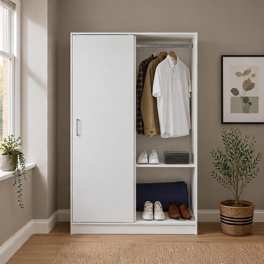 Home Source Raya 2 Sliding Door White Wardrobe Image 5