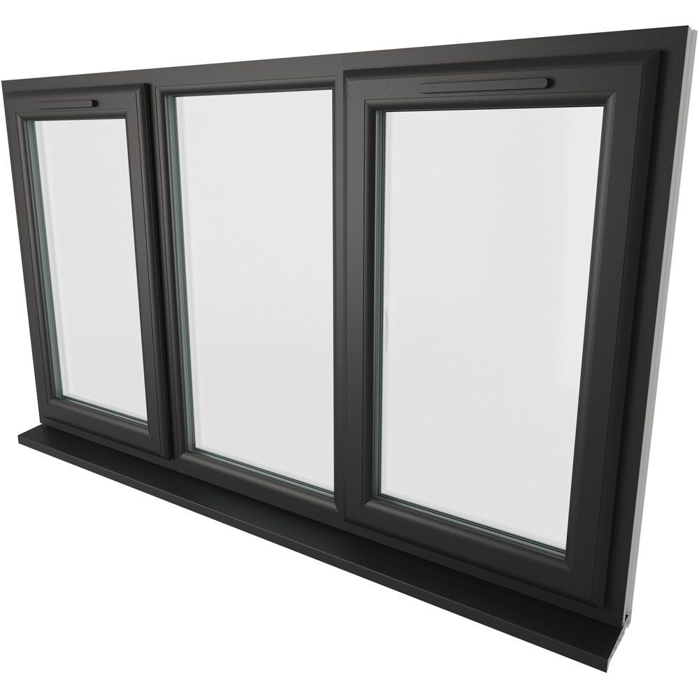 Crystal Black and White LH and RH Side Hung Fixed Centre Clear Double Glazed Window 1770 x 1040mm Image 4