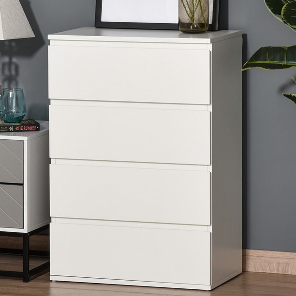 Portland 4 Drawer White Chest of Drawers Image 1