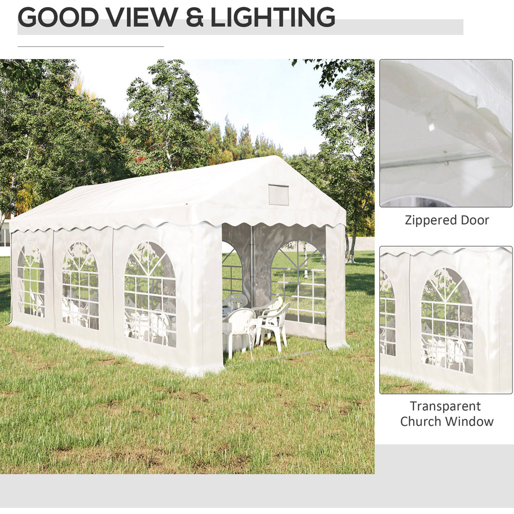 Outsunny 6 x 3m White Gazebo Canopy Party Tent with 4 Removable Side Walls Image 5
