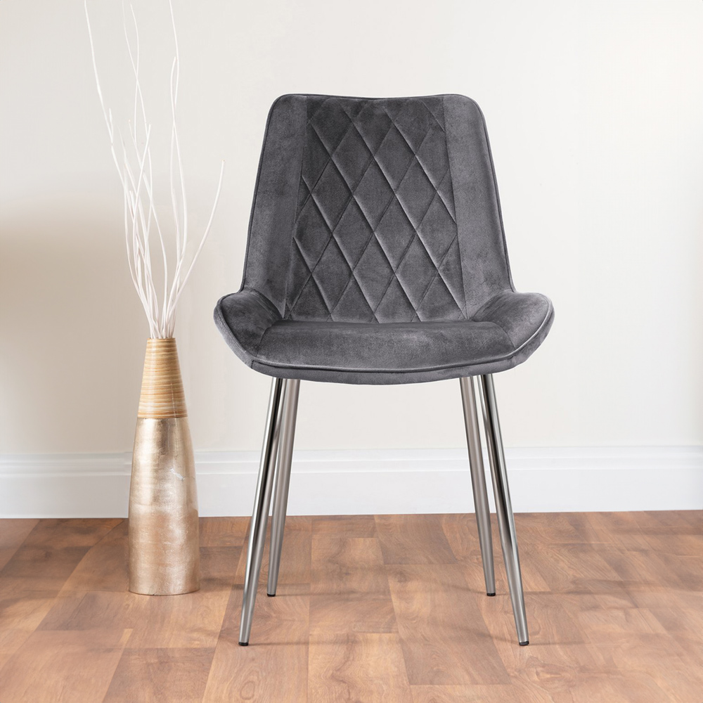 Furniturebox Arona Cesano 6 Seater Round Dining Set White Gloss Chrome and Grey Image 3