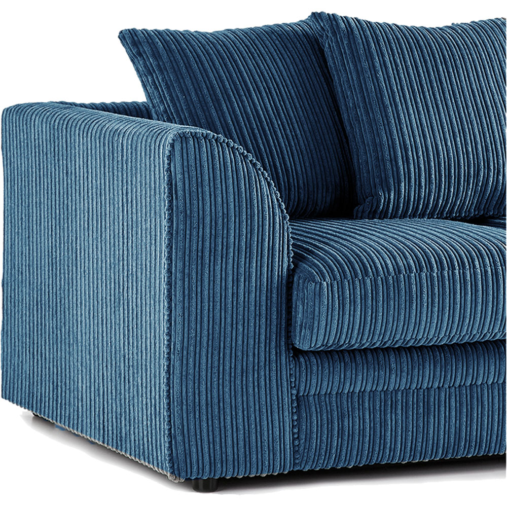 Luxor 3 Seater Marine Blue Jumbo Cord Right Hand Facing Corner Sofa Image 4