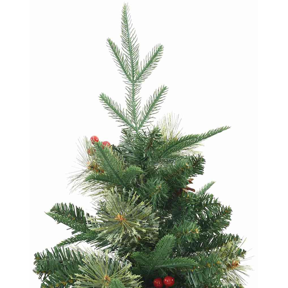 vidaXL Pre-Lit Gold Baubles Green Artificial Hinged Christmas Tree 5ft Image 7