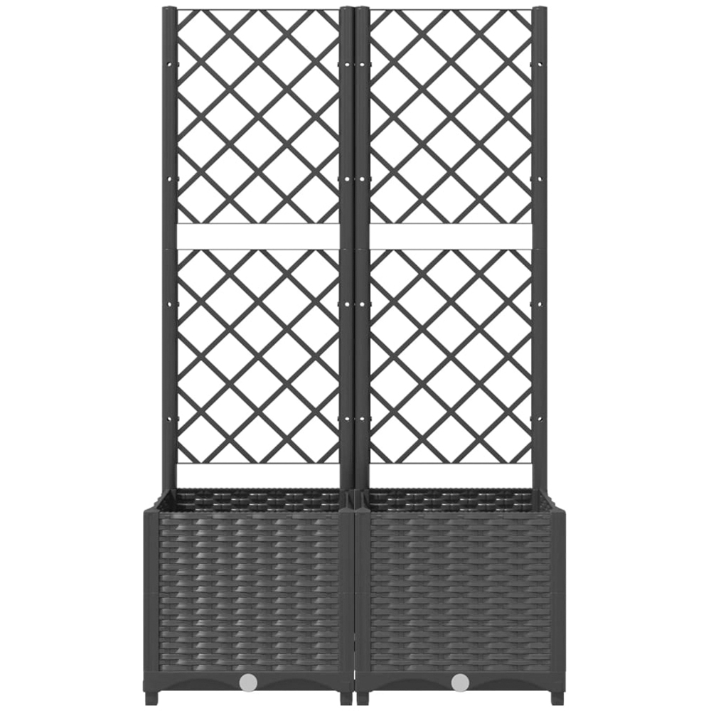 vidaXL Black Plastic Garden Planter with Trellis 80 x 40 x 136cm Image 3
