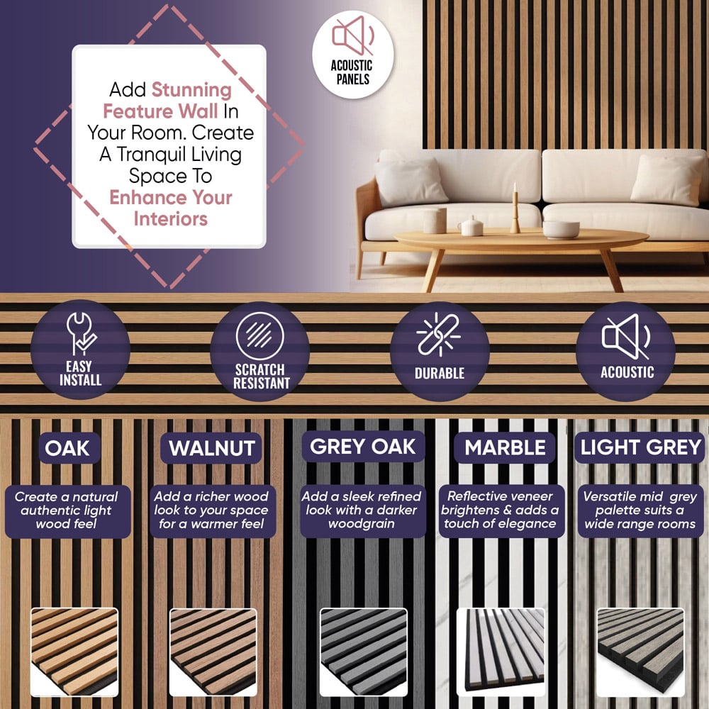 Home Treats Light Grey Wooden 3D Acoustic Wall Panel 60 x 120cm Image 8