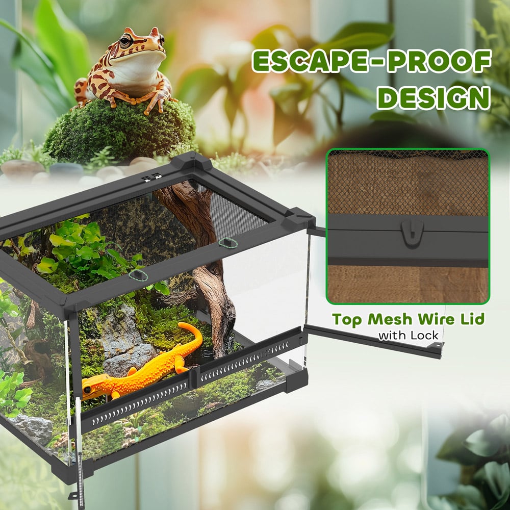 PawHut Black Stone Background Glass Reptile Terrarium 10L Image 5