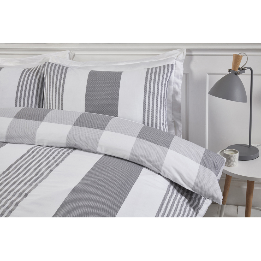 Rapport Home PH Chambray King Size Grey Stripe Duvet Set Image 3