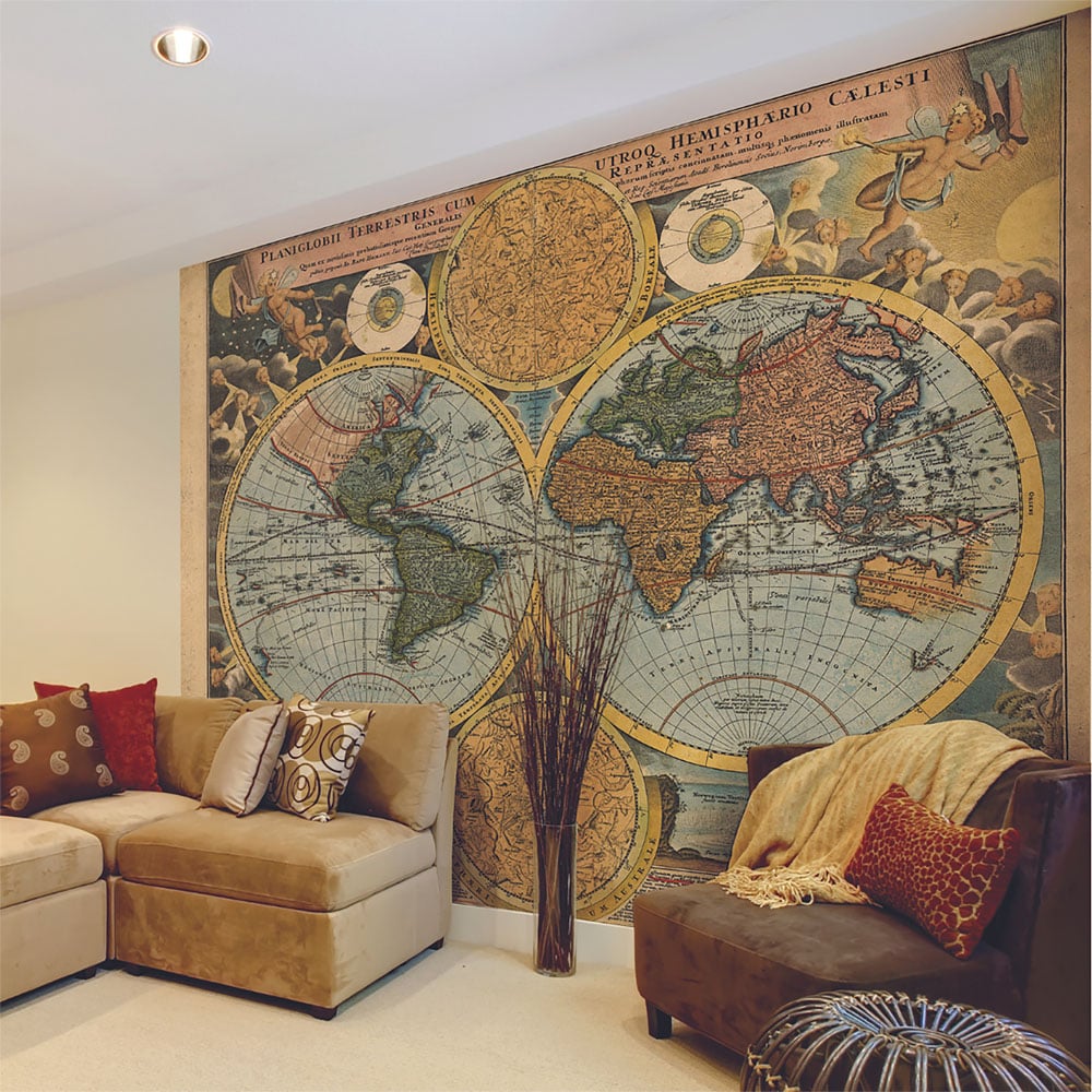 Origin Murals Vintage Map Multicolour Wall Mural Image 1