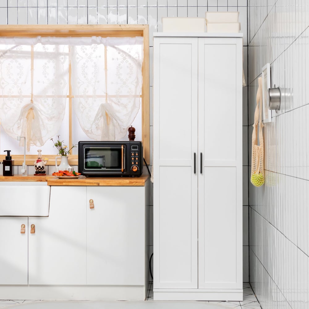 Costway 2 Door White Wooden Storage Cabinet Image 4