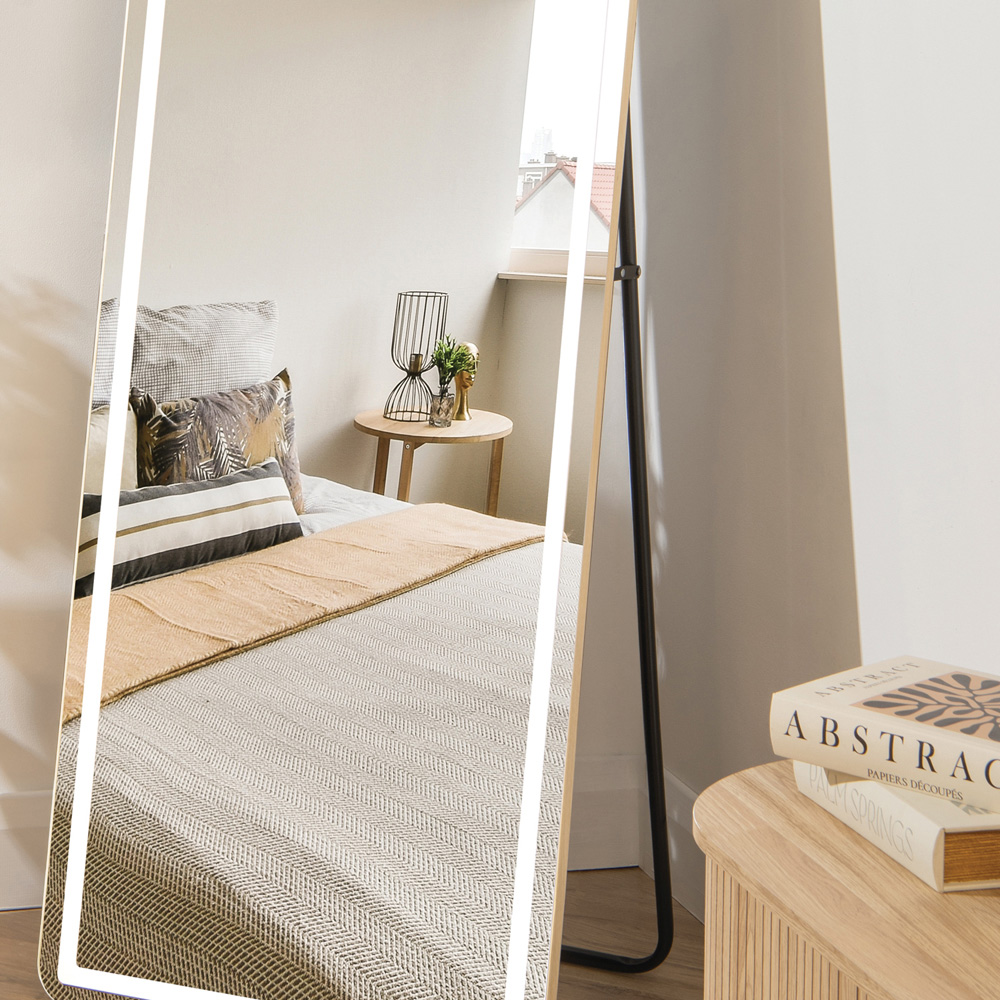 LED Wood Full Length Standing Mirror Image 3