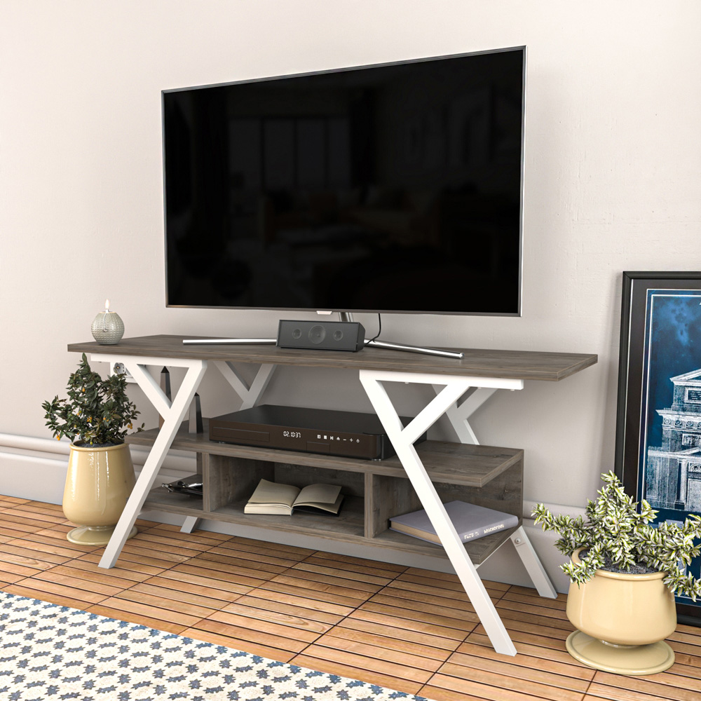 Decorotika Minerva 4 Shelf White Wenge TV Stand for 55 inch TV Image 5