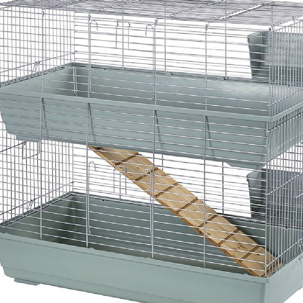 Little Friends 2 Tier Grey Rabbit Cage Image 2