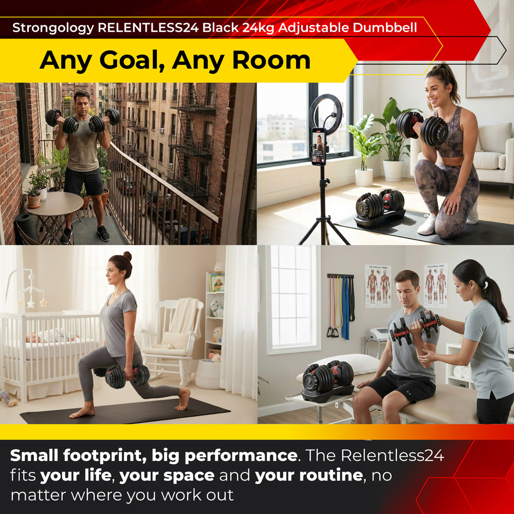 Strongology Urban24 Home Fitness Adjustable Dumbbell 2.5kg to 24kg Image 3