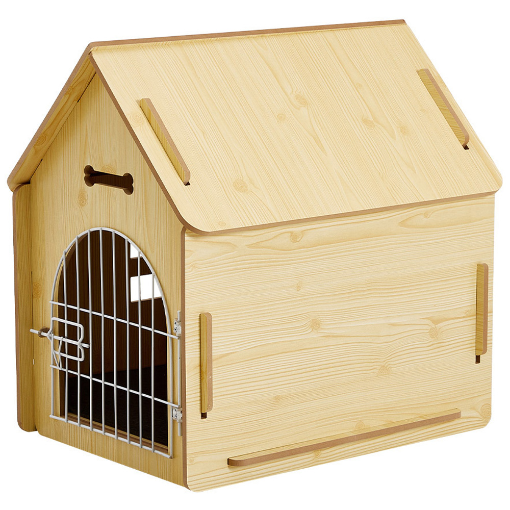 H&O Direct Wooden Dog House with Wire Door Image 3