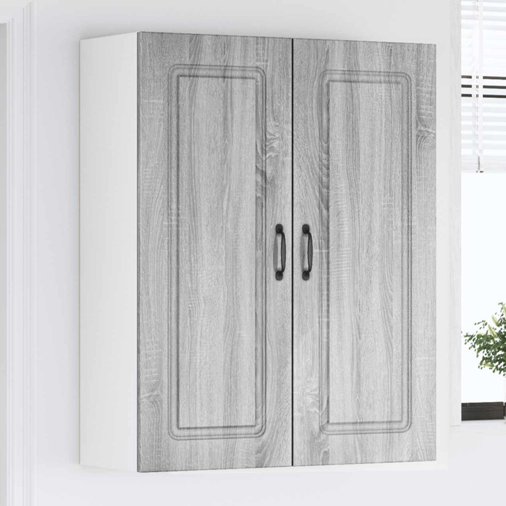 vidaXL 2 Door Concrete Grey Kitchen Wall Cabinet Image 1