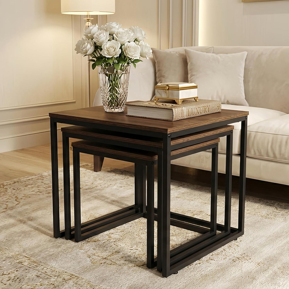 Alivio Brown Industrial Nest of Tables Set of 3 Image 3
