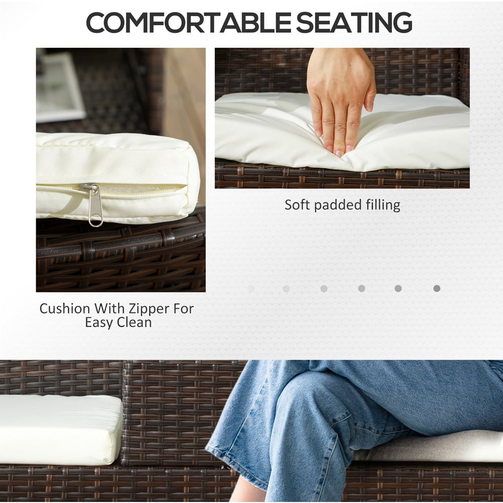 Outsunny 2 Seater Brown Rattan Companion Seat Image 5