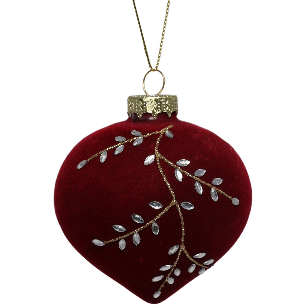 Single Grace & Glory Burgundy Glitter Flocked Bauble in Assorted styles Image 2