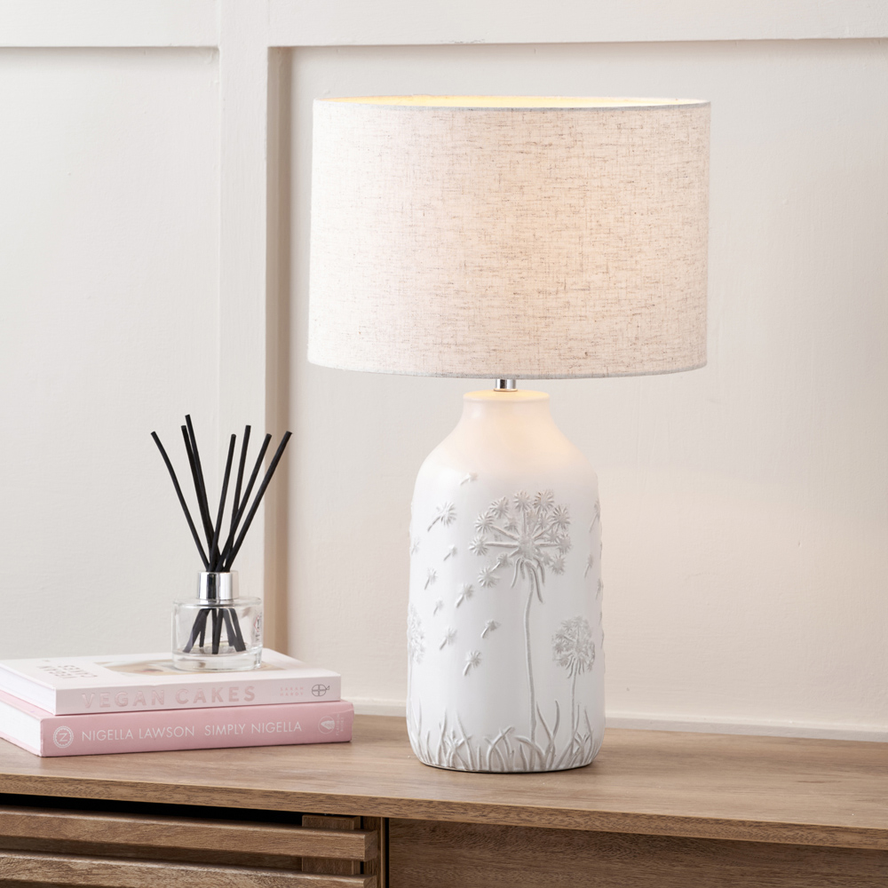 Pacific Lifestyle Flora White Floral Ceramic Table Lamp Image 2