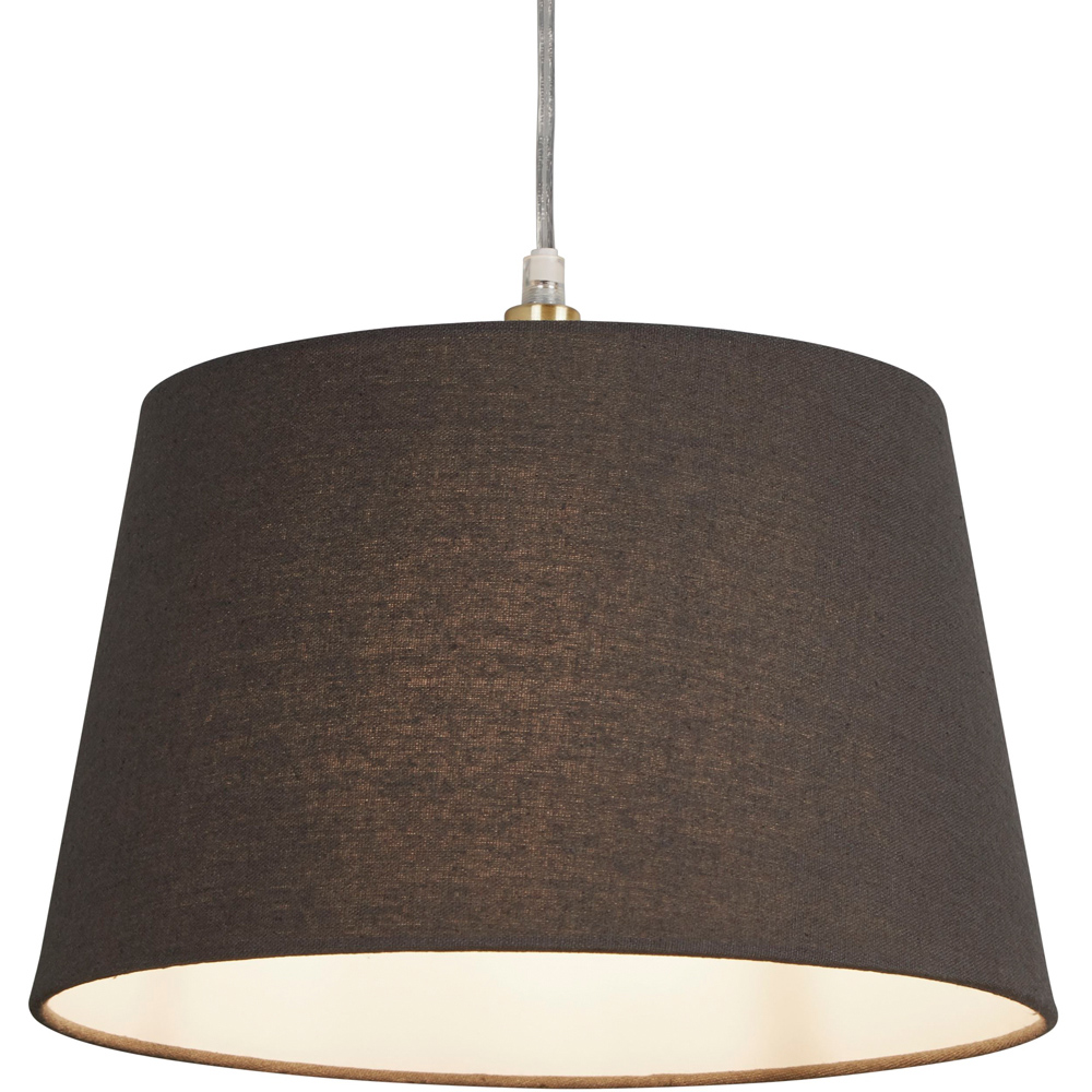 Lighting Collection Underwood Charcoal Grey Linen Tapered Drum Lamp Shade 30cm Image 3