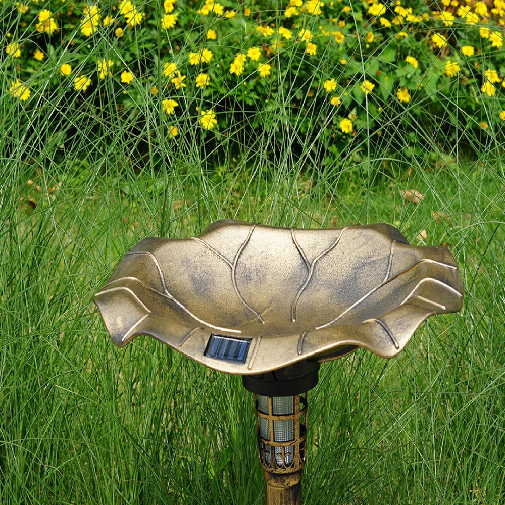 Gr8 Garden Bronze Effect Pedestal Solar Powered Bird Bath Feeder with Planter Image 5