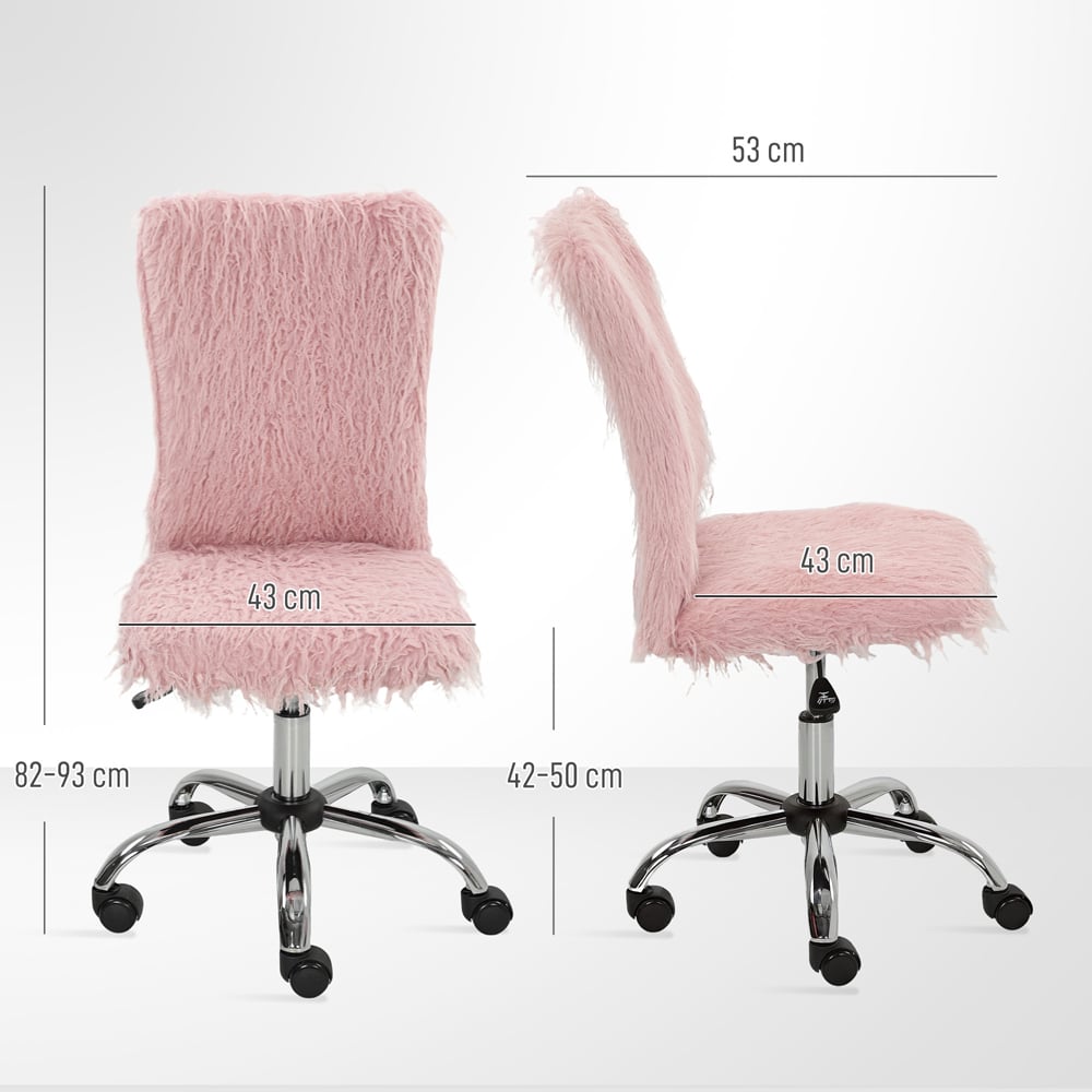 HOMCOM Pink Swivel Armless Makeup Vanity Chair Image 9