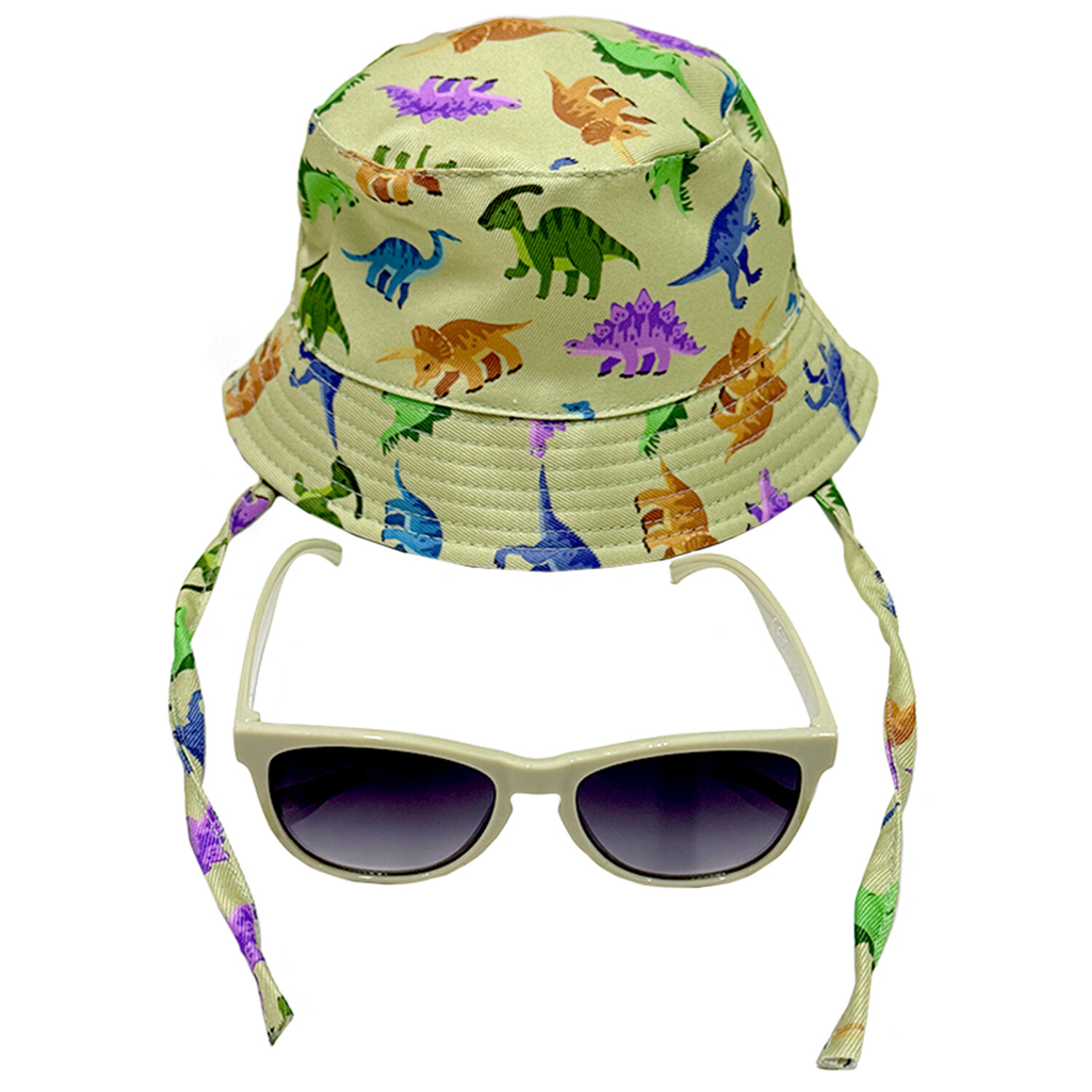 Boys Woven Bucket Hat with Sunglasses Green Image 1
