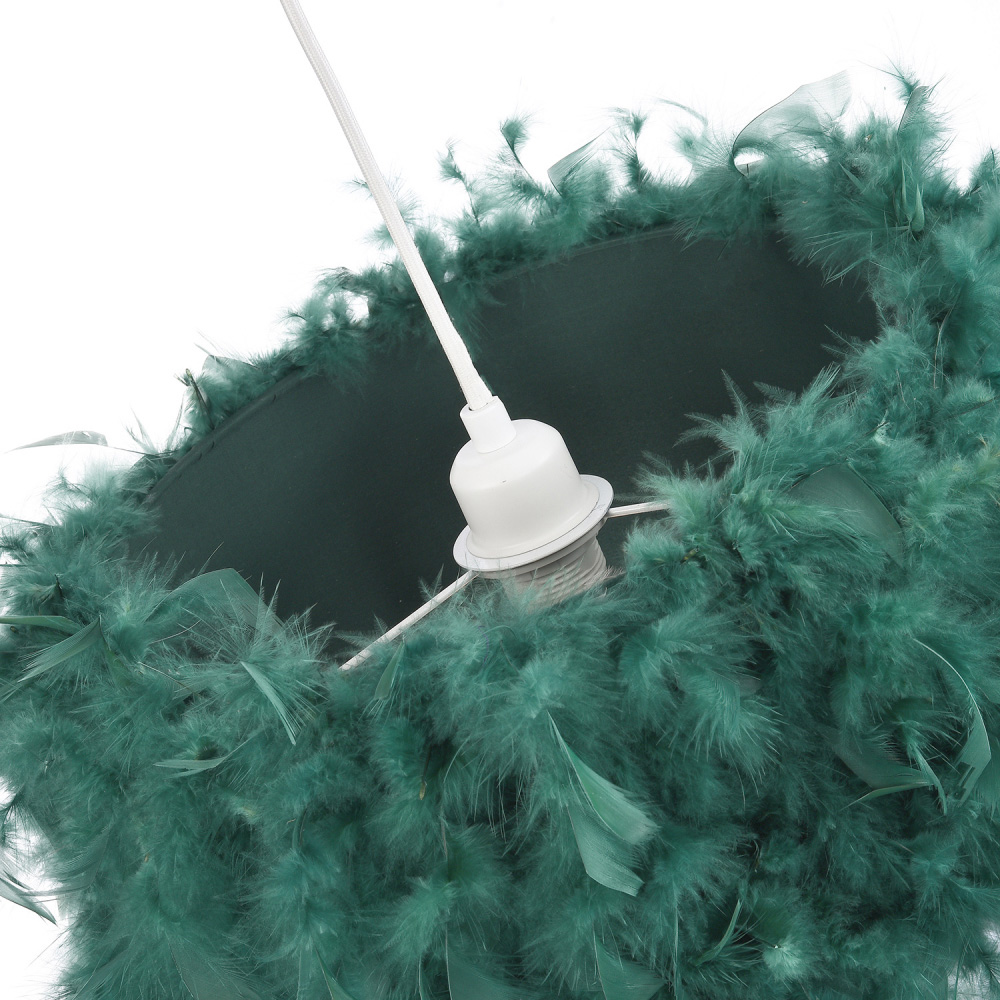 Happy Homewares Green Feather Pendant Shade with Transparent Acrylic Droplets Image 5