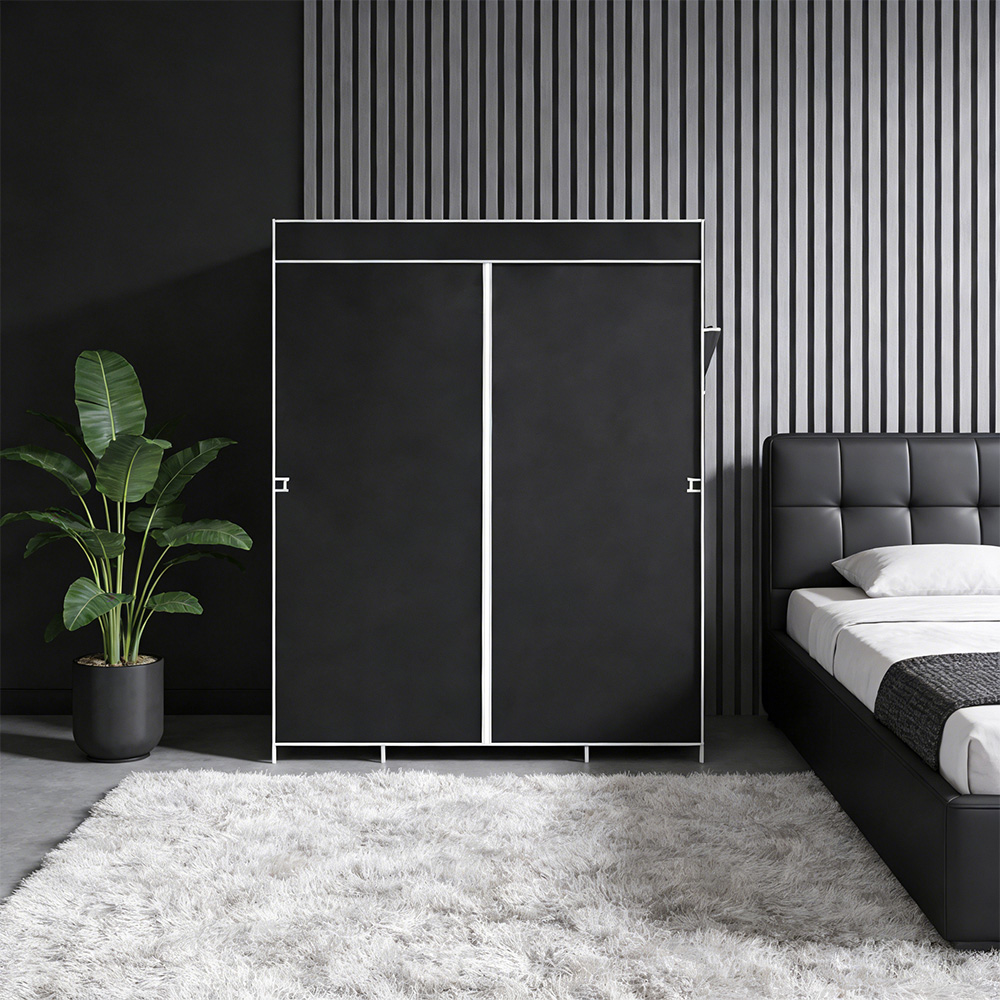 Living and Home 8 Shelf Black Portable Fabric Wardrobe Image 7