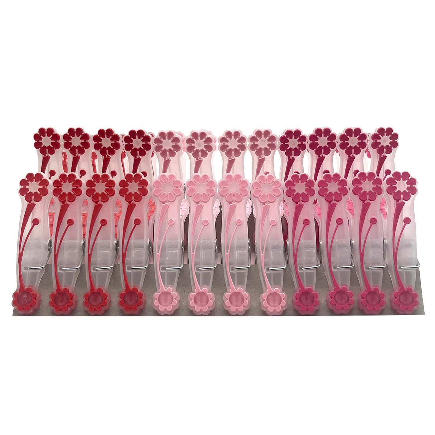 Pack of 24 Pink and Red Flower Pegs - Pink and Red Image 1