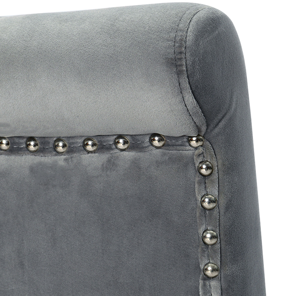 Living and Home Light Grey Tufted Velvet Dining Chair Image 3