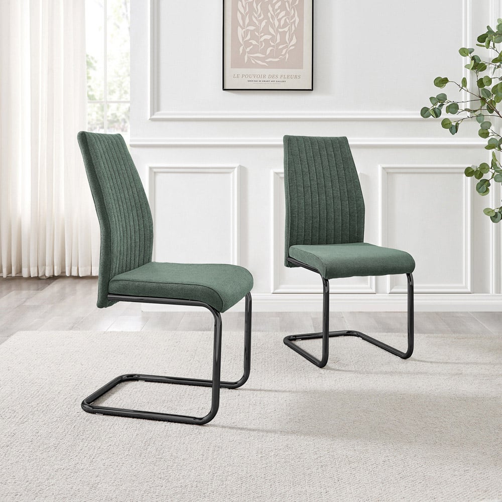 Furniturebox Fontana Set of 2 Green and Black Dining Chair Image 6
