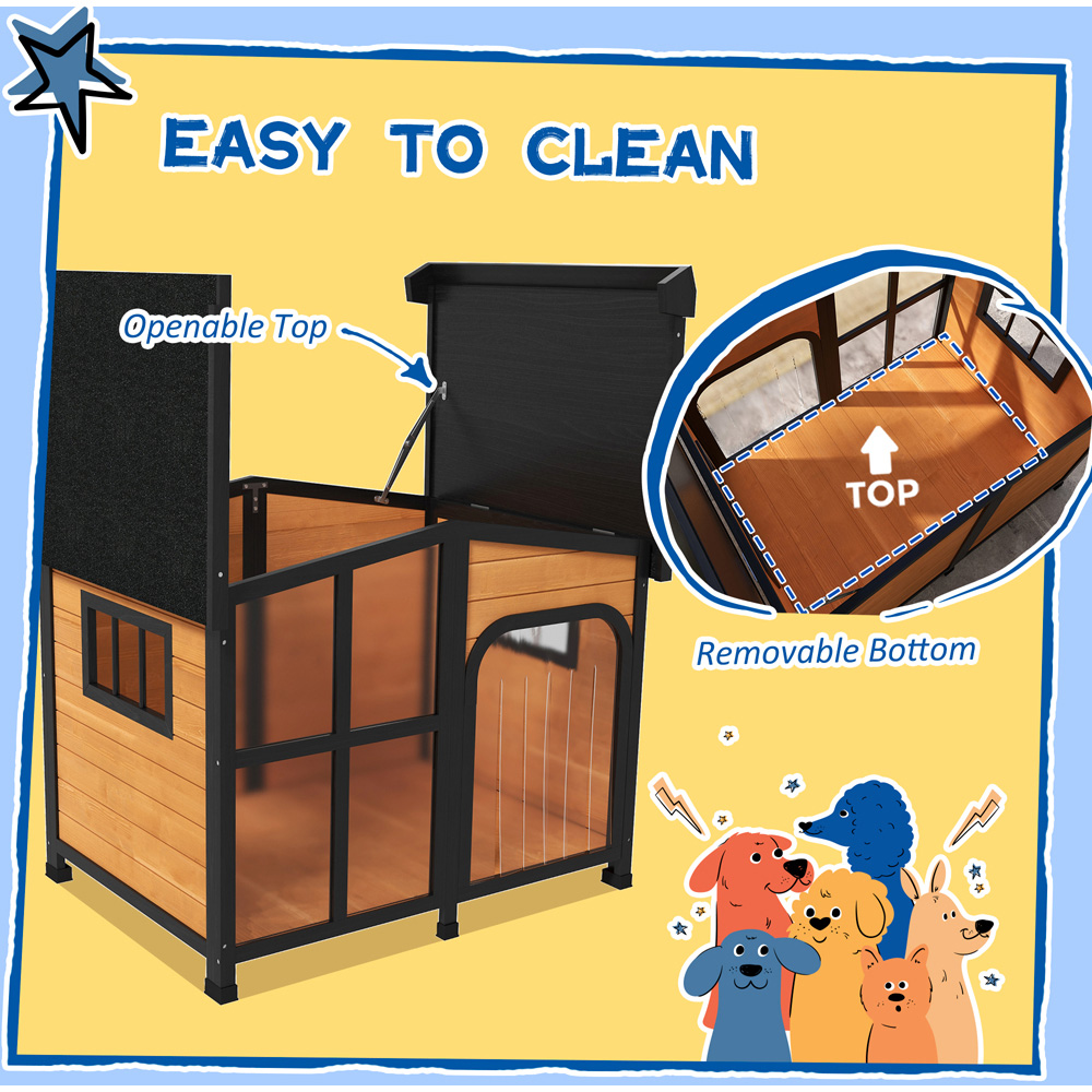PawHut Wooden Yellow Dog Kennel with Removable Floor Image 5