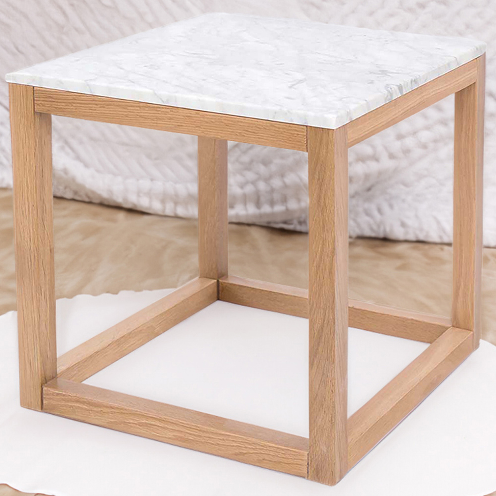 Harlow Oak Effect White Top End Table Image 1