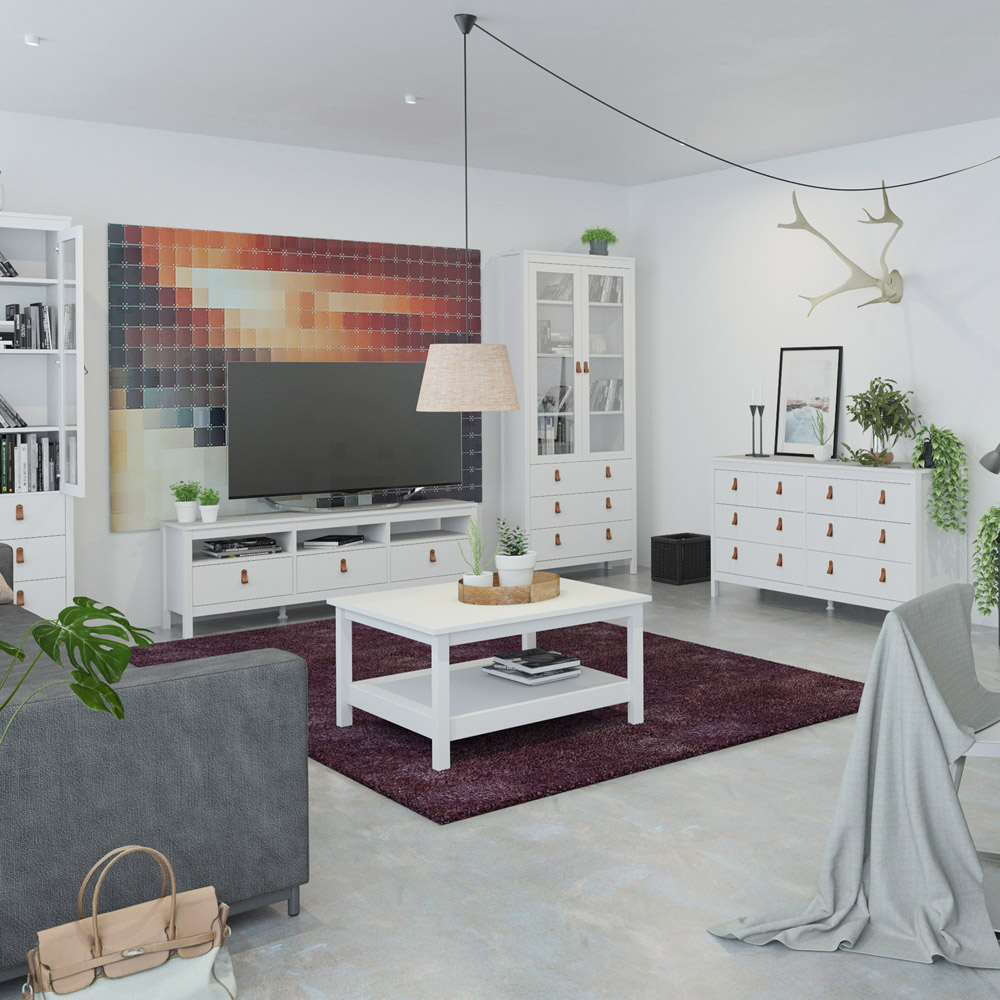 Florence Barcelona 3 Drawer 3 Shelf White TV Unit Image 6