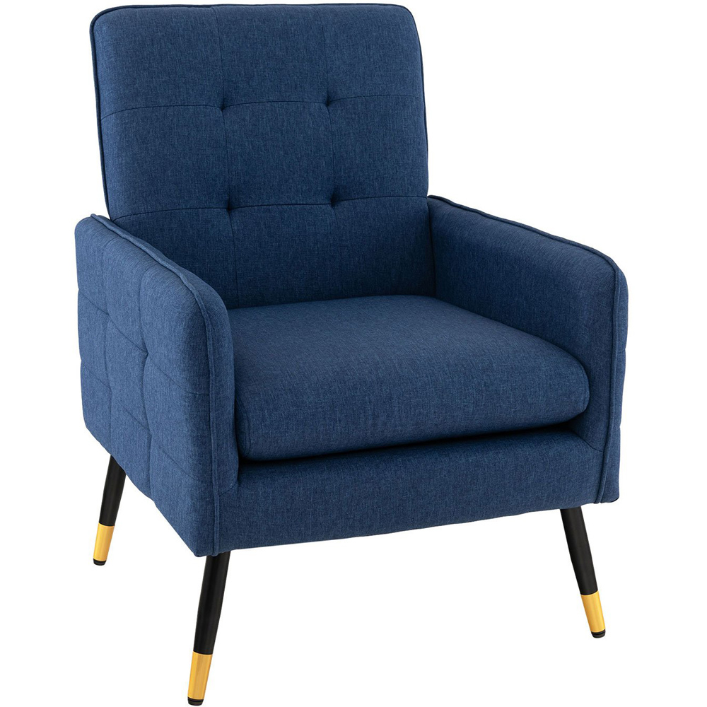 Costway Blue Linen Fabric Accent Chair with Removable Seat Cushion Image 2