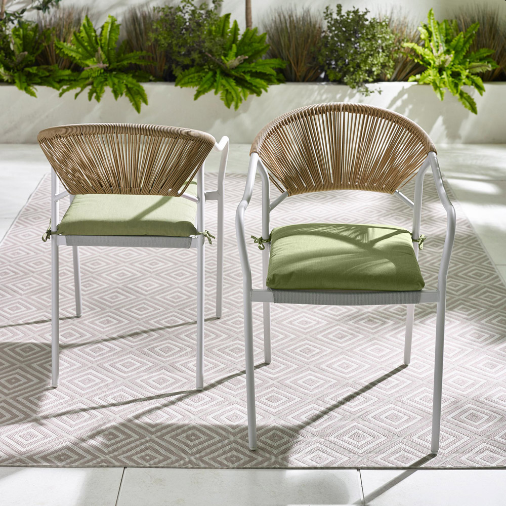 Furniturebox Sora Set of 2 Cream Rattan Outdoor Dining Chair Set with Cushion Image 5