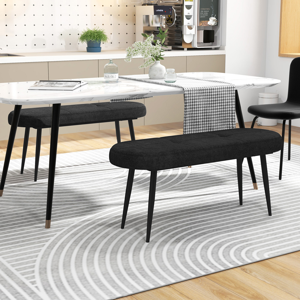 Costway Black Padded Ottoman Bench Image 4