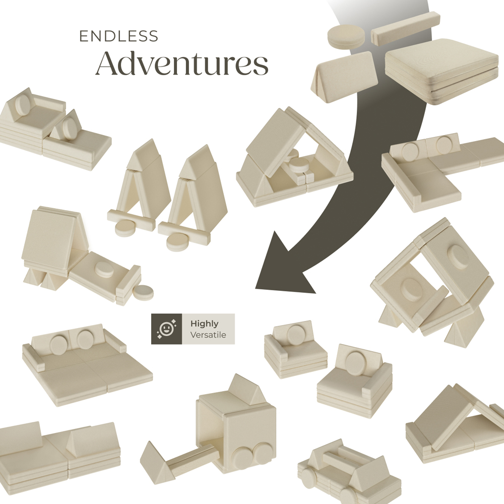 tectake Lilly Beige 8 Piece Thick Padding Kids Sofa Image 7