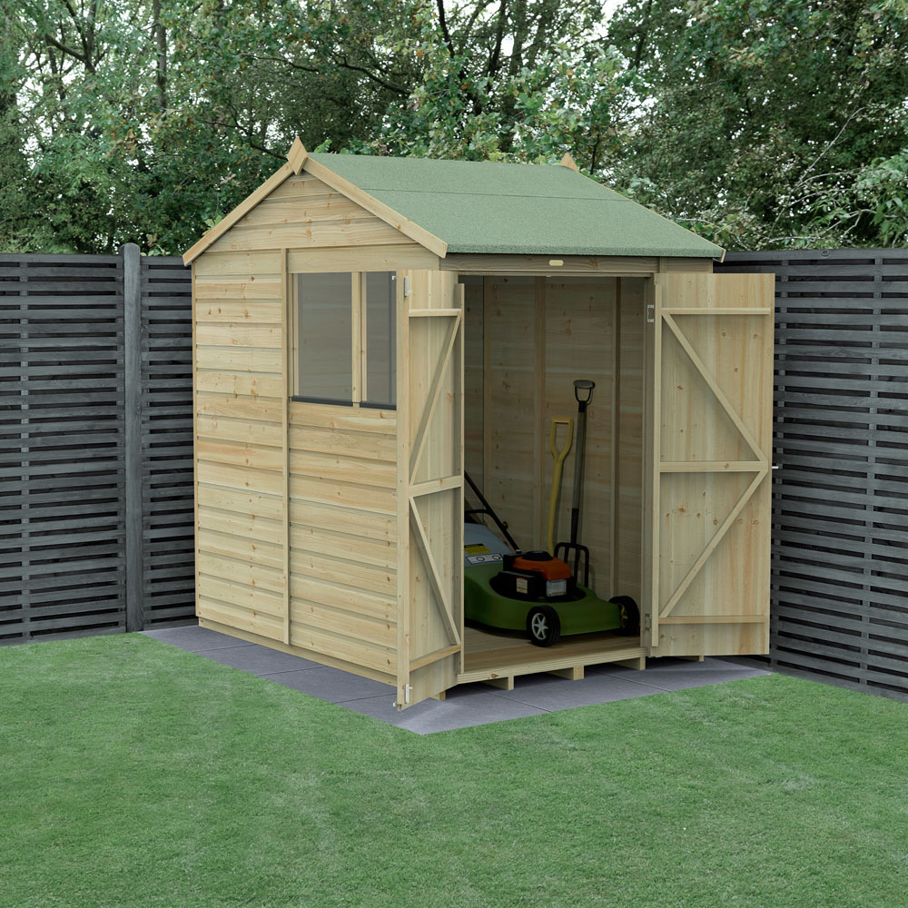 Forest Garden Beckwood 5 x 7ft Double Door 2 Windows Shiplap Reverse Apex Shed Image 2