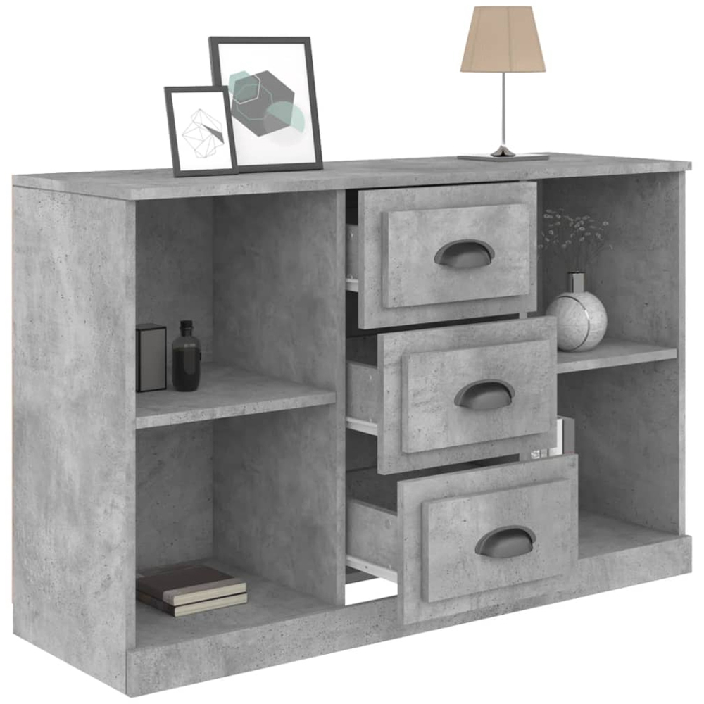 vidaXL 3 Drawer 4 Shelf Concrete Grey Wooden Sideboard Wooden Sideboard Image 5