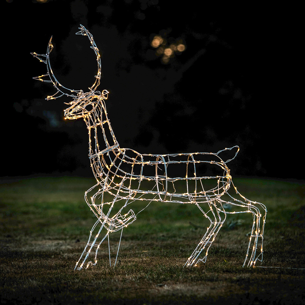 The Christmas Centre 330 LED White Wire Light-Up Stag Reindeer 4.5ft Image 5